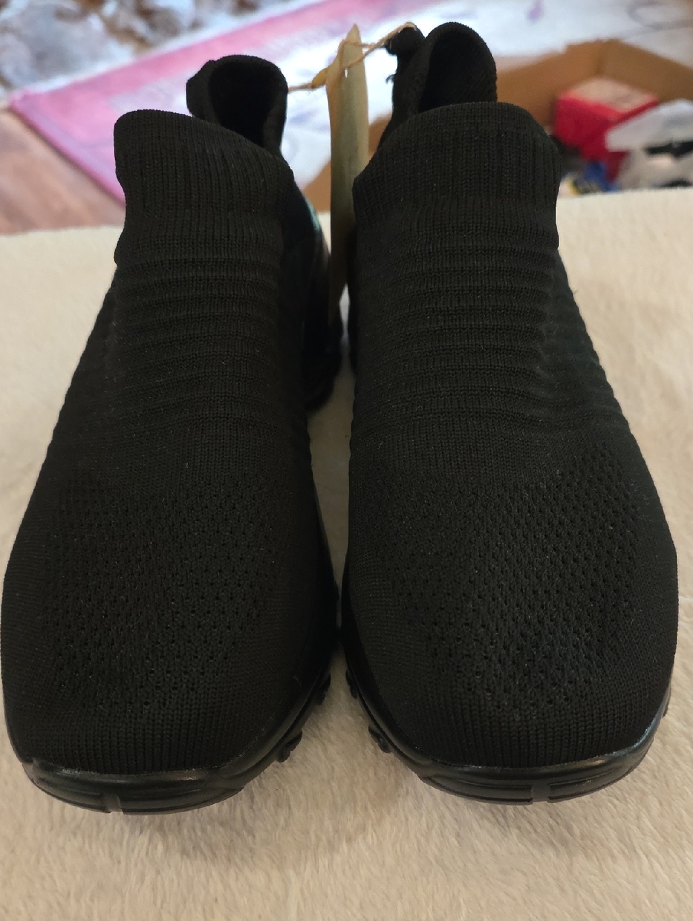 Black Slip-On Knit Walking Shoe